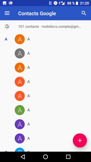Copier vos contacts sur votre Compte Google.