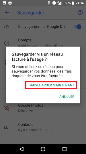 Comment effectuer une sauvegarde du contenu du Crosscall ?