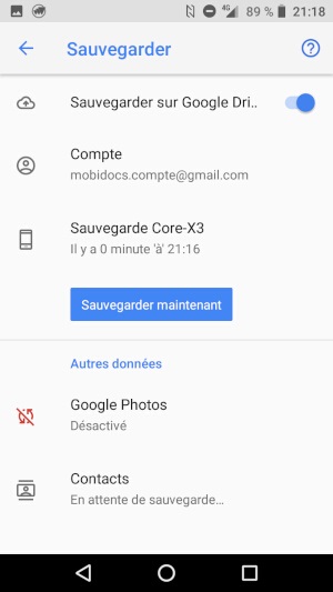 Comment effectuer une sauvegarde du contenu du Crosscall ?