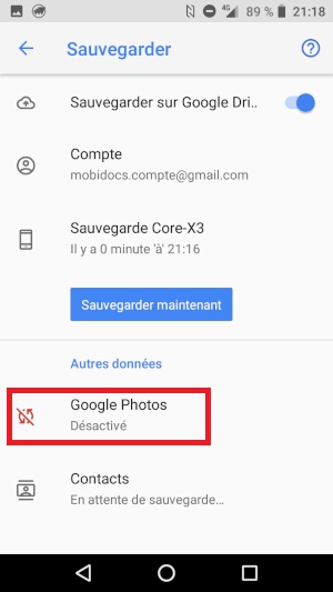 Sauvegarder vos photos et vidéos sur Google Photo.
