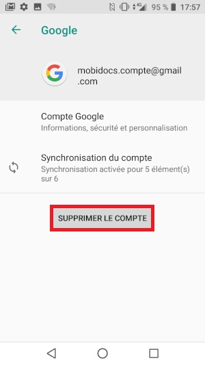 Supprimer un compte Google sur votre Crosscall