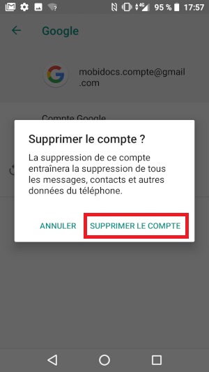 Supprimer un compte Google sur votre Crosscall