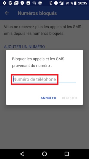 Bloquer un numéro d’un ou plusieurs correspondants