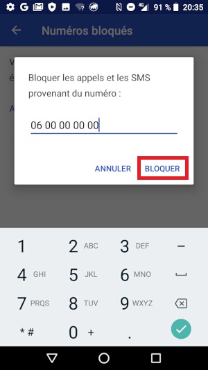 Bloquer un numéro d’un ou plusieurs correspondants