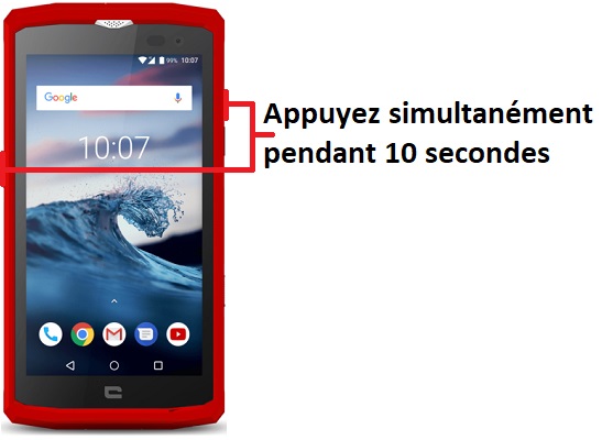 Forcer l'arrêt si le Crosscall Core X3 est bloqué