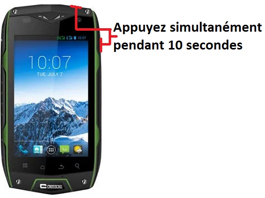 Forcer l'arrêt si le Crosscall Odyssey + est bloqué