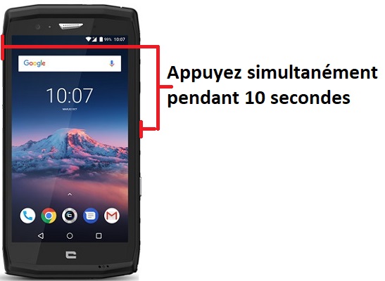 Forcer l'arrêt si le Crosscall Trekker X4 est bloqué