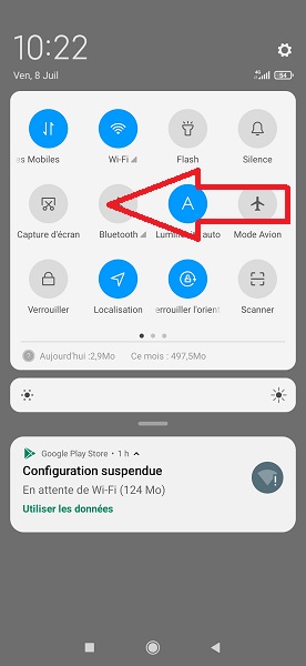 Capture depuis le panneau de notifications
