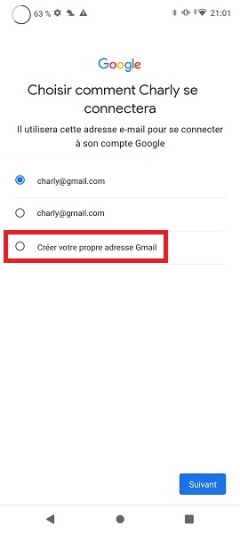 Créer compte Google de votre enfant.