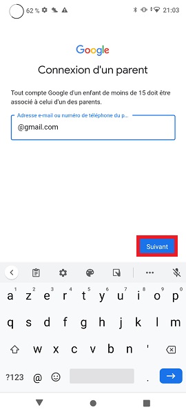 Connecter le compte Google des parents à celui de votre enfant.