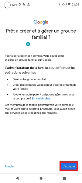 Connecter le compte Google des parents à celui de votre enfant.