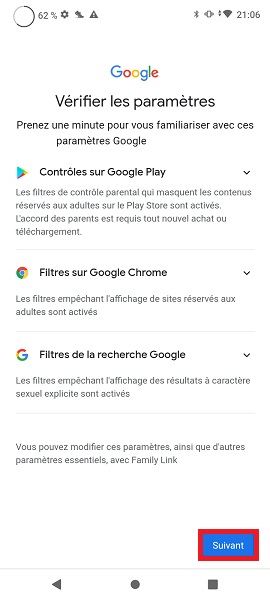 Connecter le compte Google des parents à celui de votre enfant.