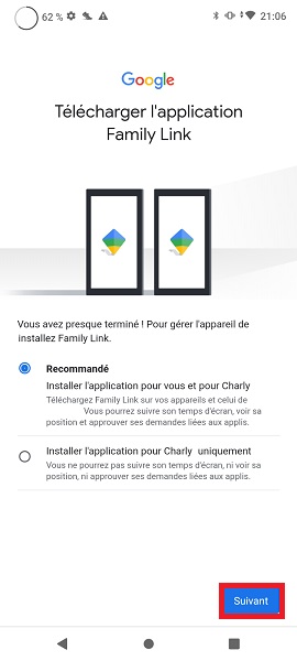 Connecter le compte Google des parents à celui de votre enfant.