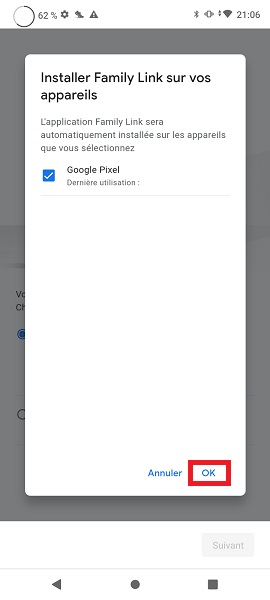 Connecter le compte Google des parents à celui de votre enfant.