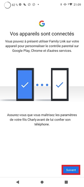 Connecter le compte Google des parents à celui de votre enfant.