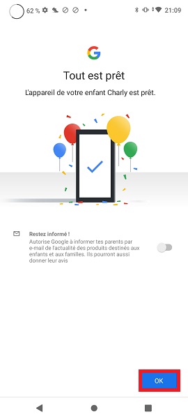 Connecter le compte Google des parents à celui de votre enfant.