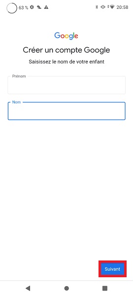 Créer compte Google de votre enfant.