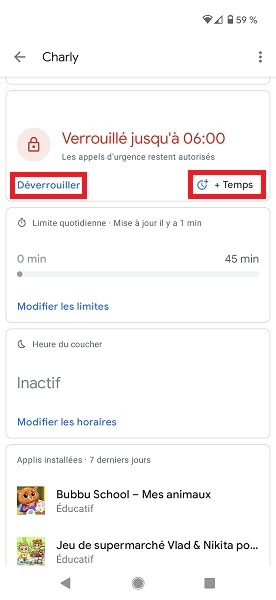 Configurer le contrôle parental Family Link depuis le smartphone android des parents.