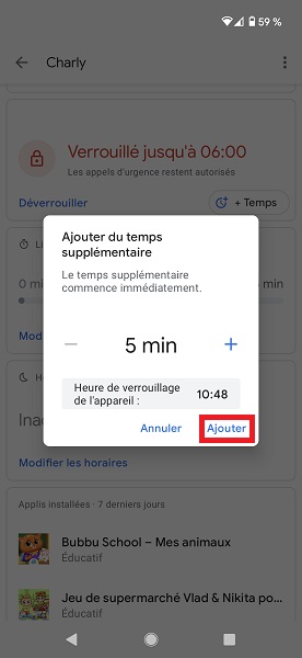 Configurer le contrôle parental Family Link depuis le smartphone android des parents.