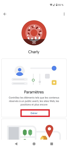 Configurer le contrôle parental Family Link depuis le smartphone android des parents.