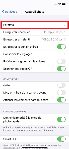 Méthode 1 : prendre directement les photos en JPEG