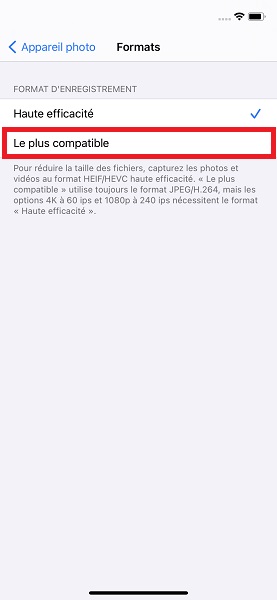 Méthode 1 : prendre directement les photos en JPEG