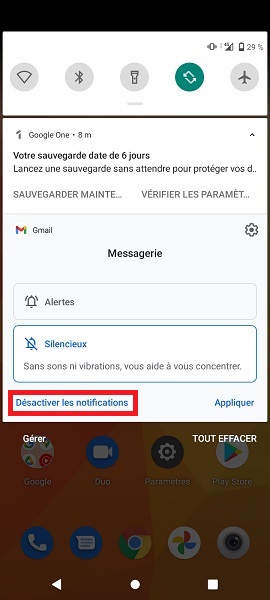 Désactiver toutes les notifications d’une application