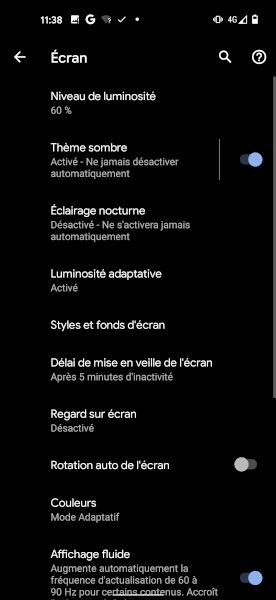 Passer en mode sombre (gros gain sur AMOLED)