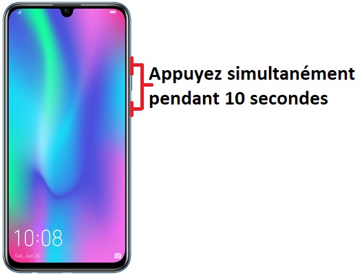 Forcer l'arrêt si le Honor 10 est bloqué
