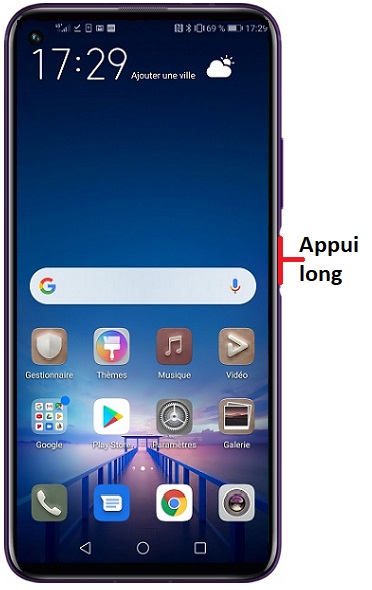 Comment éteindre le Honor 20 ?
