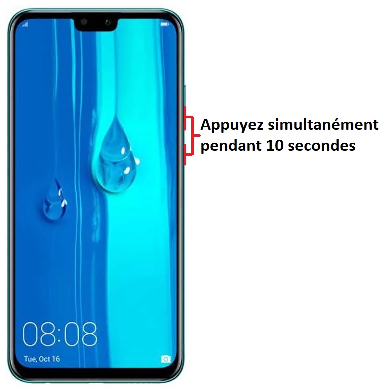 Forcer l'arrêt si le Huawei Y9 2019 est bloqué