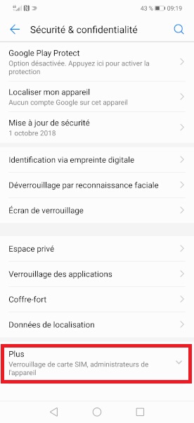 Changer le code PIN sur le Huawei P Smart