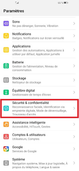 Changer le code PIN sur le Huawei P10