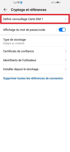Changer le code PIN sur le Huawei P10