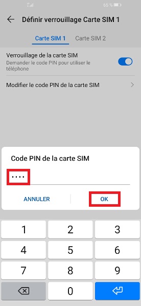 Changer le code PIN sur le Huawei P10