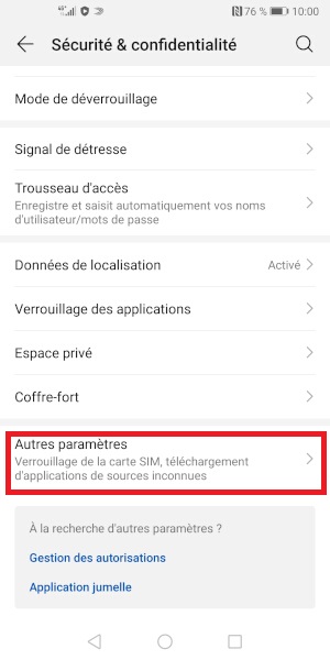 Changer le code PIN sur le Honor 10