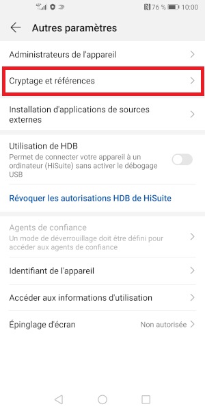 Changer le code PIN sur le Honor 10
