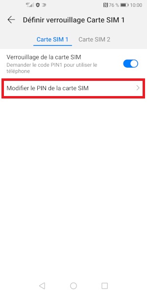 Changer le code PIN sur le Honor 10
