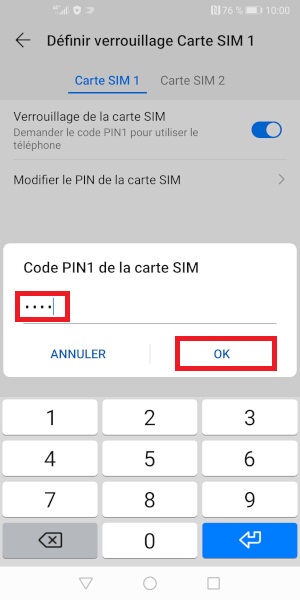 Changer le code PIN sur le Honor 10