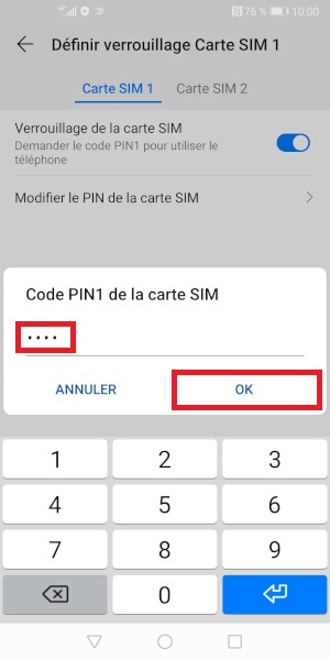 Changer le code PIN sur le Honor 10