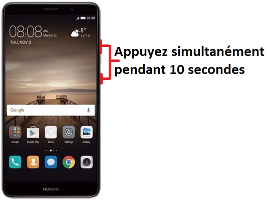 Forcer l'arrêt si le Huawei Mate 9 est bloqué