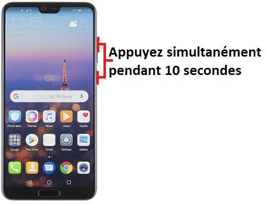Forcer l'arrêt si le Huawei P20 est bloqué