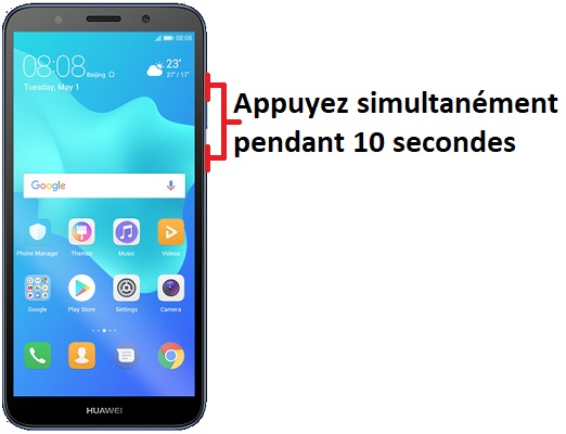 Forcer l'arrêt si le Huawei Y5 2018 est bloqué