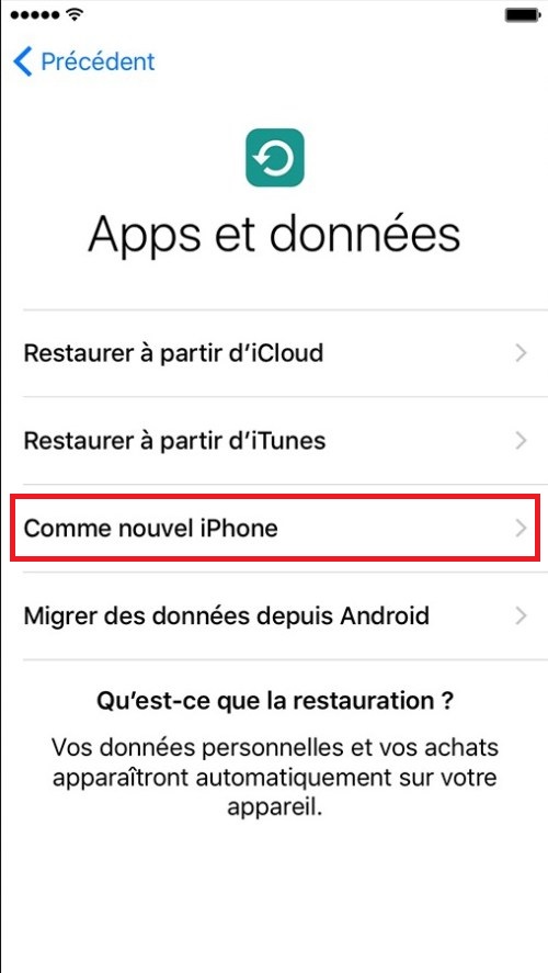 Effectuer l’activation de l’iPhone pour la vente (nouvel iPhone)
