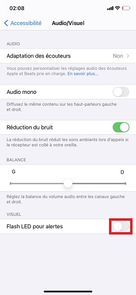 Activer le flash LED pour alertes sur iPhone