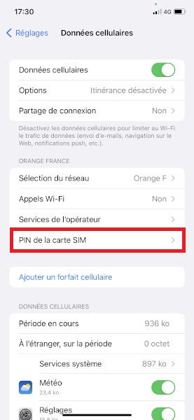 Modifier le code PIN de la SIM sur Apple iPhone 13 Mini