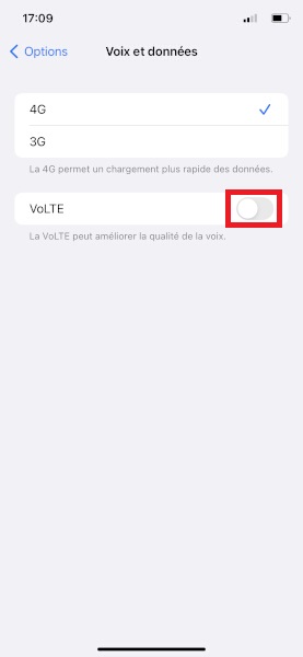 Activer les appels 4G / VOLTE sur iPhone