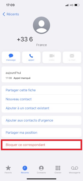 Bloquer un numéro d’un ou plusieurs correspondants