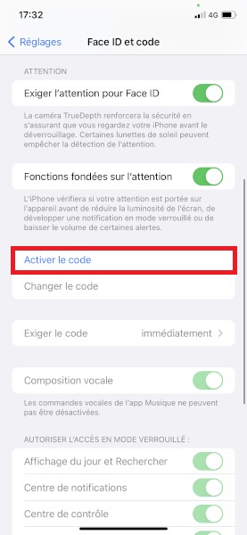 Configurer un code de verrouillage