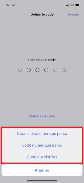 Configurer un code de verrouillage